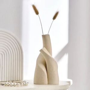 Handmade Irregular Frosted Ceramic Desktop Vase, Modern Hydroponic & Dry Flower Vase, Home Decor Pot